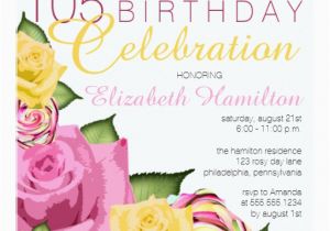 105th Birthday Card Pink Yellow Floral 105th Birthday Celebration Card Zazzle