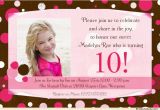 10th Birthday Invitation Quotes 10th Birthday Party Invitation Wording Dolanpedia