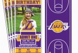 12 Los Angeles Lakers Birthday Ticket Invitations Invitations 12 Los Angeles Lakers Custom Birthday Party Ticket Invitations