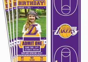 12 Los Angeles Lakers Birthday Ticket Invitations Invitations 12 Los Angeles Lakers Custom Birthday Party Ticket Invitations