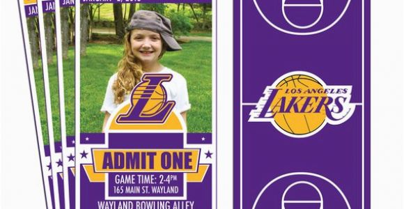 12 Los Angeles Lakers Birthday Ticket Invitations Invitations 12 Los Angeles Lakers Custom Birthday Party Ticket Invitations