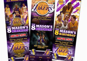 12 Los Angeles Lakers Birthday Ticket Invitations Invitations La Lakers Birthday Party Invitation Ticket Custom Card Los
