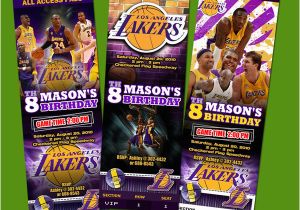 12 Los Angeles Lakers Birthday Ticket Invitations Invitations La Lakers Birthday Party Invitation Ticket Custom Card