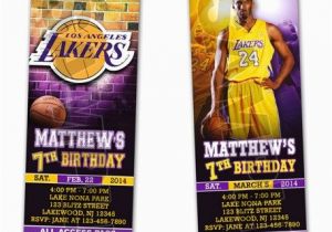 12 Los Angeles Lakers Birthday Ticket Invitations Invitations La Lakers Ticket Birthday Party Invitations Printable