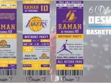 12 Los Angeles Lakers Birthday Ticket Invitations Invitations Los Angeles Lakers Birthday Invitation Basketball by