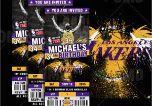 12 Los Angeles Lakers Birthday Ticket Invitations Invitations Sports Invites Los Angeles Lakers Sports Ticket Style