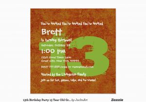 13 Year Old Birthday Party Invitations 13th Birthday Party 13 Year Old Grunge Z13a 5 25 Quot Square