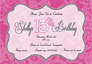 13 Year Old Birthday Party Invitations Printable Birthday Party Invitations for 13 Year Old