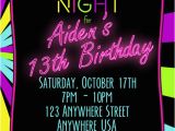 13th Birthday Boy Invitations Neon 13th Birthday Invitation Glow Party Invitation Any