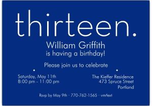 13th Birthday Boy Invitations Thirteen Blue 13th Birthday Invitations Paperstyle