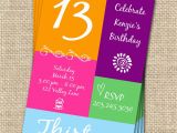 13th Birthday Card Template Free 13th Birthday Invitation Template