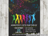 13th Birthday Dance Party Invitations Dance Party Birthday Invitations Rainbow Music Notes