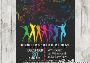 13th Birthday Dance Party Invitations Dance Party Birthday Invitations Rainbow Music Notes