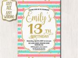13th Birthday Invitation Wording 13th Birthday Invitation Thirteenth Birthday Gold Glitter