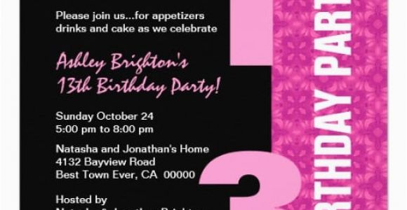 13th Birthday Invitation Wording Samples 13th Birthday Invitation Template
