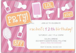 13th Birthday Invitation Wording Samples Girly Party Tween Birthday Party Invitations Paperstyle