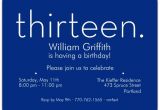 13th Birthday Invitation Wording Samples Thirteen Blue 13th Birthday Invitations Paperstyle