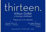 13th Birthday Invitation Wording Samples Thirteen Blue 13th Birthday Invitations Paperstyle