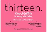 13th Birthday Invitation Wording Samples Thirteen Pink 13th Birthday Invitations Paperstyle
