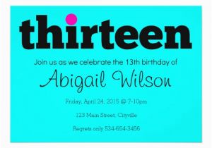 13th Birthday Invitation Wording Thirteen 13th Birthday Party Invitation Zazzle Com