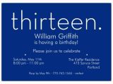 13th Birthday Invitations Boy Thirteen Blue 13th Birthday Invitations Paperstyle