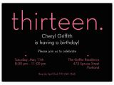 13th Birthday Invitations Boy Thirteen Pink On Black 13th Birthday Invitations Paperstyle