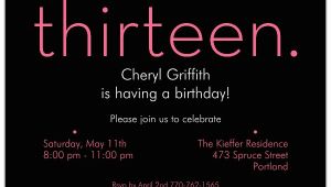 13th Birthday Invites Thirteen Pink On Black 13th Birthday Invitations Paperstyle