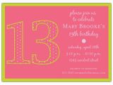13th Birthday Party Invitation Wording 13th Birthday Girl Dots Invitations Paperstyle