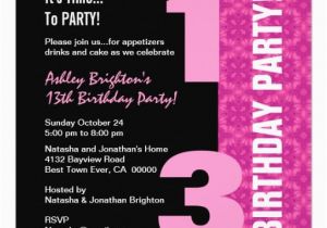 13th Birthday Party Invitation Wording 13th Birthday Invitation Template