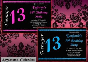 13th Birthday Party Invitations for Boys 10 X Personalised Teenager 13th Boys Girls Birthday