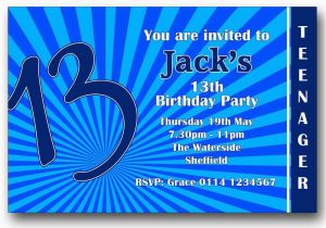 13th Birthday Party Invitations for Boys Personalised Boys Girls Teenager 13th Birthday Party