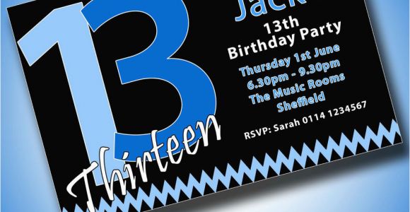 13th Birthday Party Invitations for Boys Personalised Boys Girls Teenager 13th Birthday Party