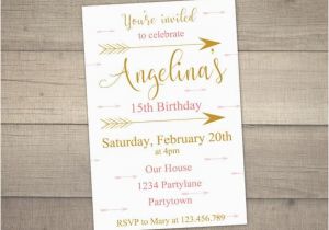 14th Birthday Party Invitations 14th Birthday Invitation Arrow Invitation Teen Birthday