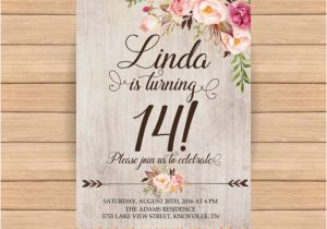 14th Birthday Party Invitations 14th Birthday Invitation Fourteenth Birthday Arrows