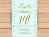 14th Birthday Party Invitations 14th Birthday Invitation Fourteenth Birthday Gold Glitter