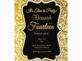 14th Birthday Party Invitations 14th Birthday Invitation In Black and Gold Zazzle Com