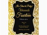 14th Birthday Party Invitations 14th Birthday Invitation In Black and Gold Zazzle Com