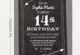 14th Birthday Party Invitations Chalkboard 14th Birthday Party Invitation Stripes Arrows Teen