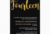 14th Birthday Party Invitations Gold Glitter Fourteenth 14th Birthday Invitation Teens