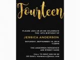 14th Birthday Party Invitations Gold Glitter Fourteenth 14th Birthday Invitation Teens