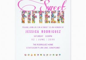 15 Birthday Party Invitations Candy theme Sweet Fifteen 15 Birthday Invitation Zazzle