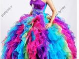 15 Year Old Birthday Dresses 2014 organza Sweetheart Diamonds Ruffled Colored Rainbow