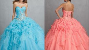 15 Year Old Birthday Dresses New 2015 Coral Ball Gown Sexy Backless Quinceanera Dresses