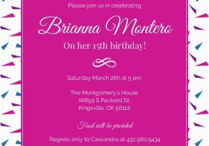 15th Birthday Invitation Wording Hot Pink 15th Birthday Invitation Birthday Party