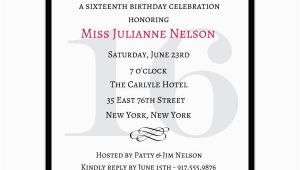 16 Birthday Invitation Wording Classic Pink Sweet 16 Birthday Invitations Paperstyle