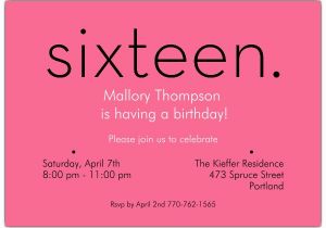 16 Birthday Invitation Wording Sixteen Pink 16th Birthday Invitations Paperstyle