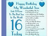 16th Birthday Cards for son My Wonderful son Lots Of Love Happy Birthday Card Age