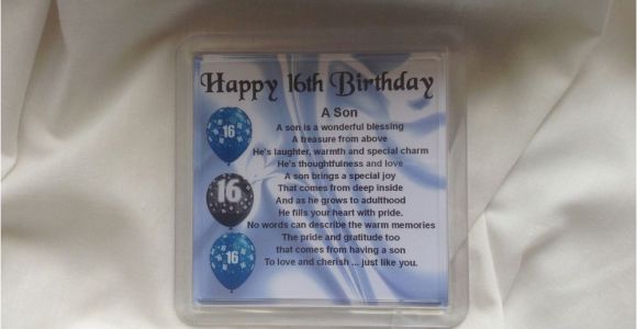16th Birthday Cards for son Personalised Coaster son Poem 16th Birthday Design