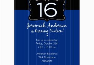16th Birthday Invitation Wording Black Emblem Blue 16th Birthday Invitations Paperstyle