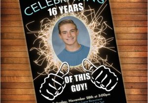 16th Birthday Invitations for Boys 16th Birthday Invitation Thumbs Up Celebrating This Guy